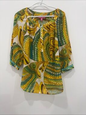 Banana Republic Trina‎ Turk Collection Silk Cotton Paisley Tunic Blouse 10P